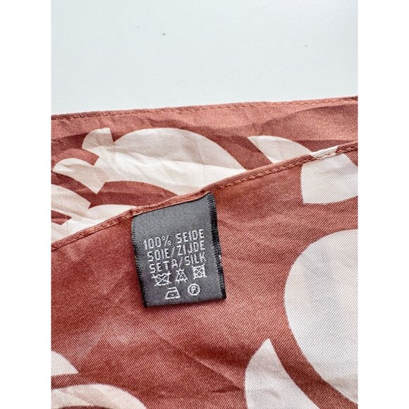 FREY WILLE Brown Ivory Sphinx Motif Silk Twill 69" x 20" Large Scarf Shawl - Picture 12 of 15